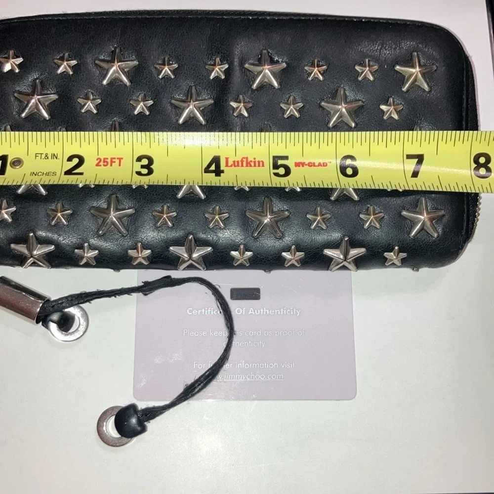 Jimmy Choo Black Long Wallet with Silver Stars with COA